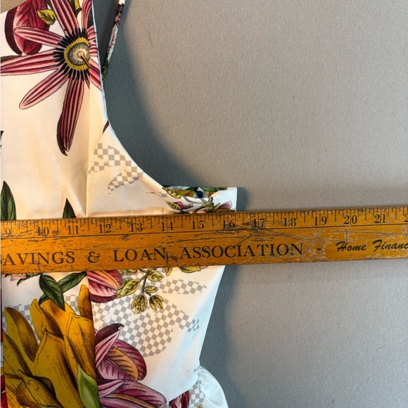 Anthropologie Cameo Dahlia Peplum Top Floral Tropical Spaghetti Strap Blouse M - Picture 7 of 8